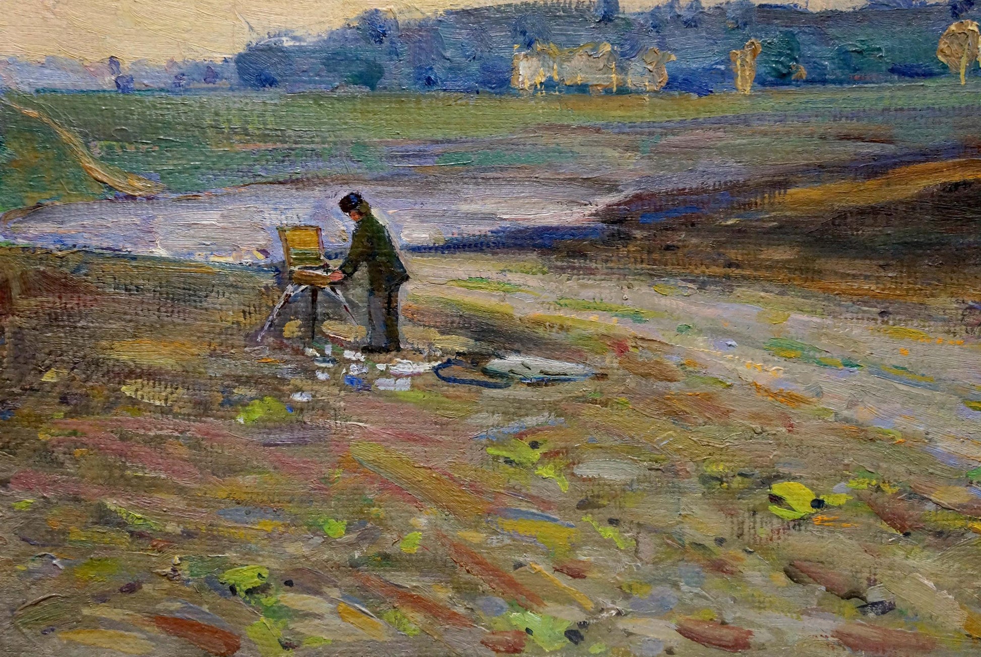 Oil painting Landscape in Sednev by Tyukha Ivan Andreevich, painter at easel