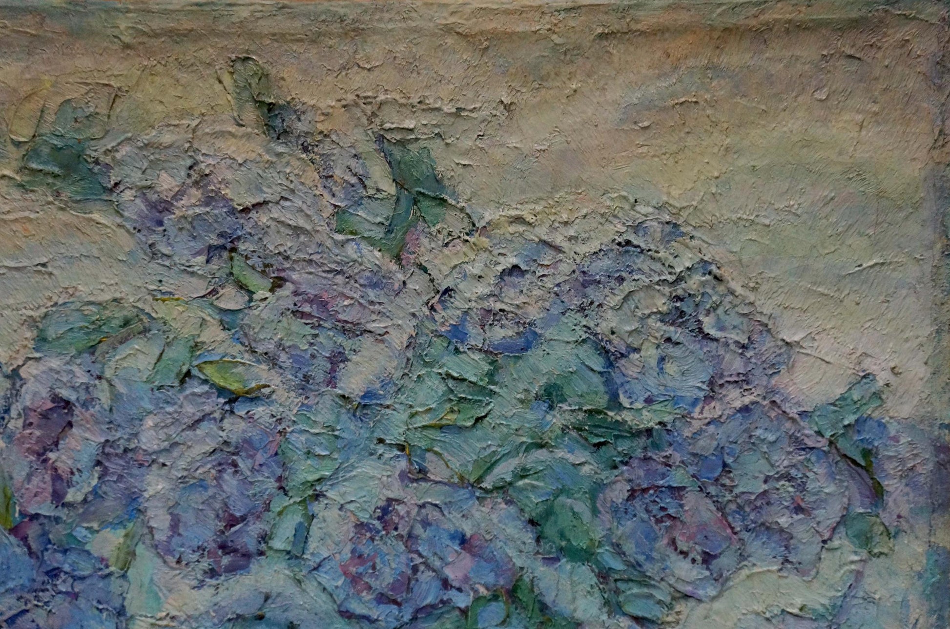 Oil painting of purple blue hydrangeas by Filatov Vladimir Nikolaevich