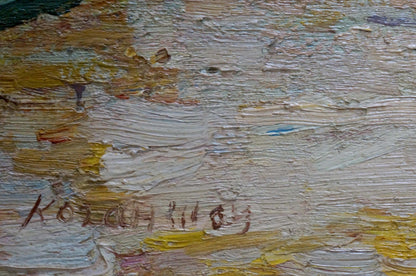Oil painting In the park by Kogan-Shats Matvey Borisovich, impasto textured canvas