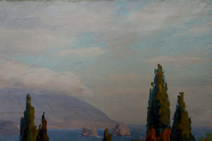 Serene fog landscape oil painting by Kisel Ivan Gordeevich