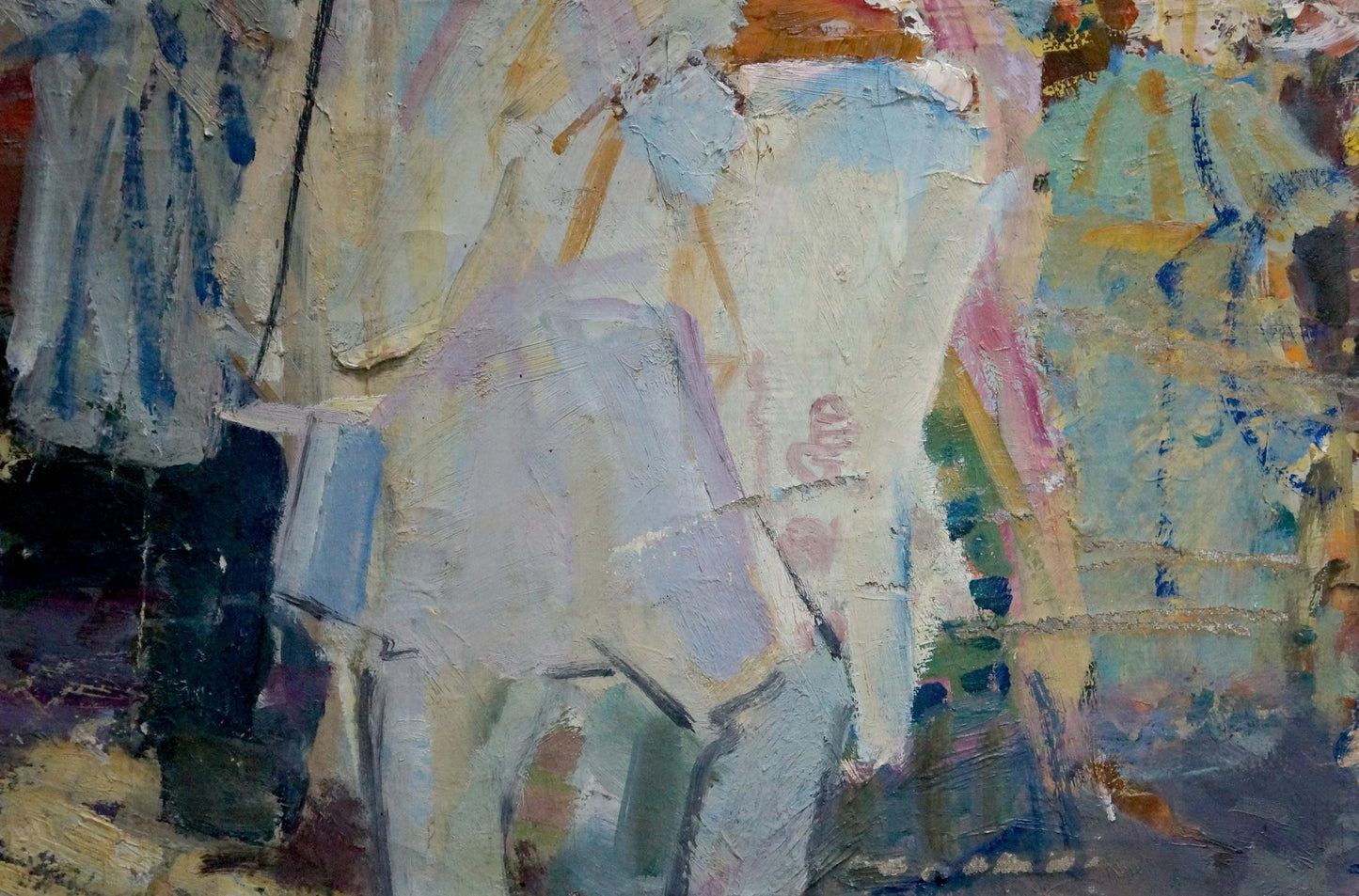 Abstract oil painting by Konstantin Ivanovich Pokulity in muted blues