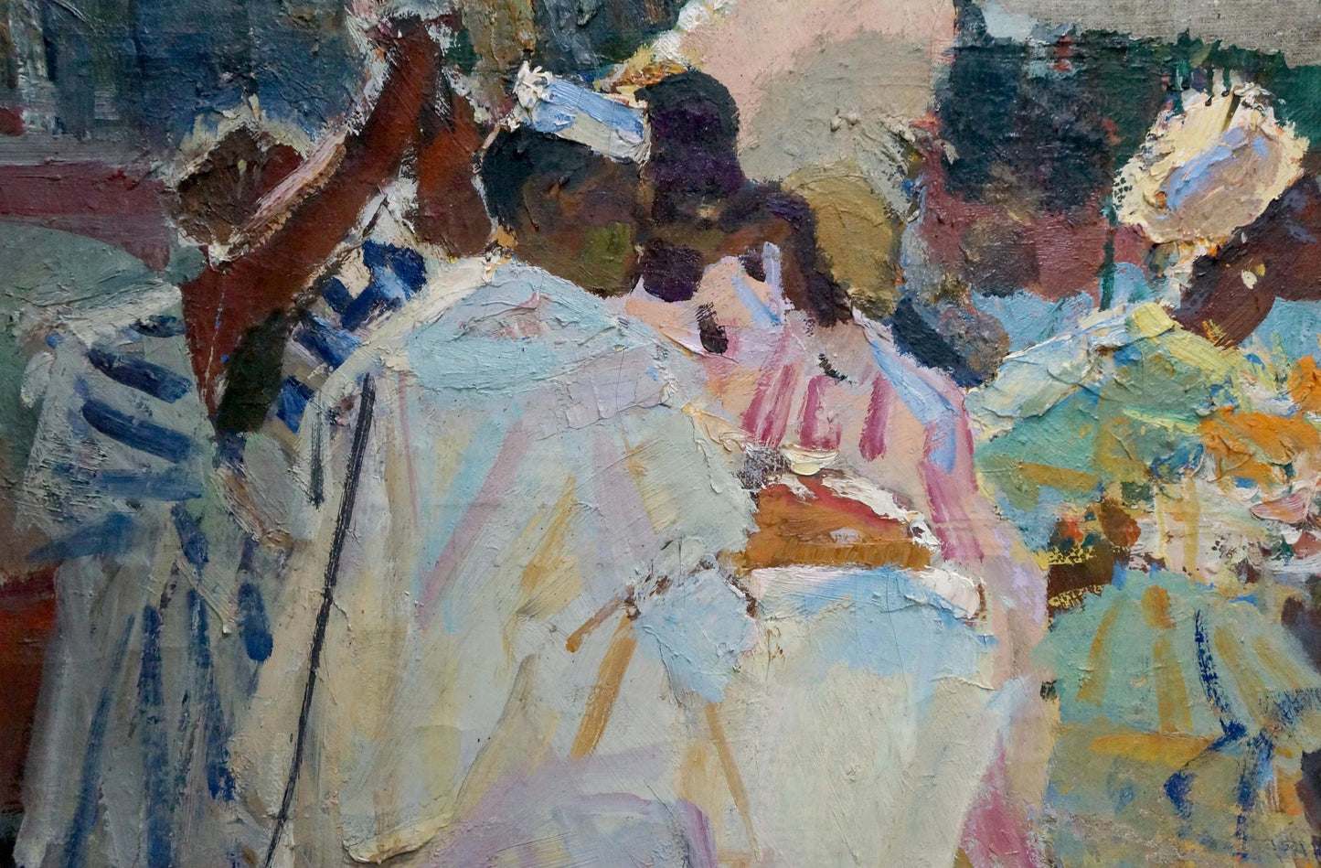 Textured impasto oil painting of wedding crowd by Pokulity Konstantin Ivanovich