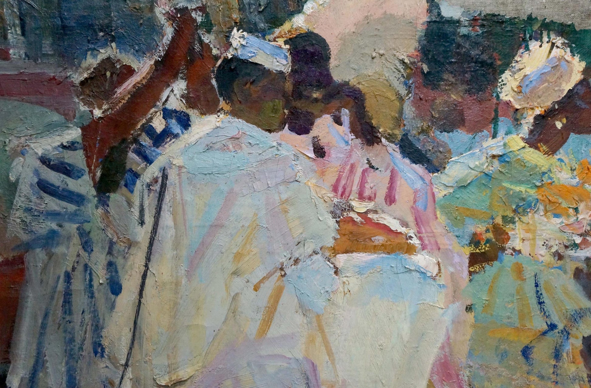 Textured impasto oil painting of wedding crowd by Pokulity Konstantin Ivanovich