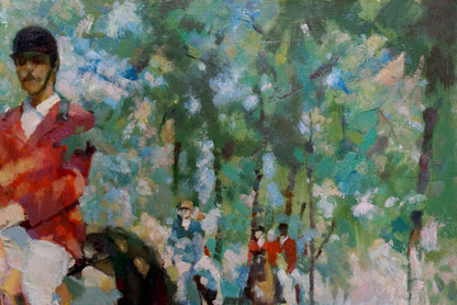 Oil painting portrait of soldier Chaus Victor Nikolaevich in red jacket