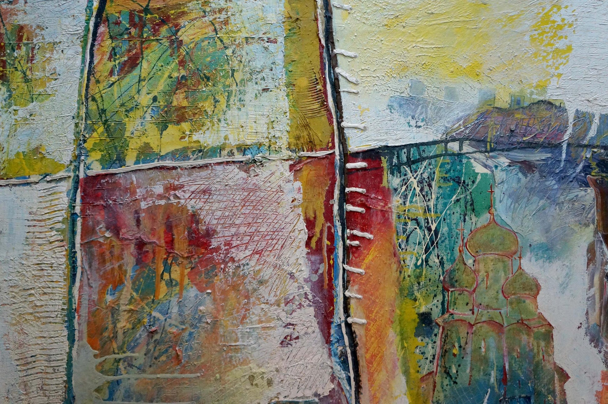Abstract oil painting of church landscape by Kryukov Vasily Ivanovich