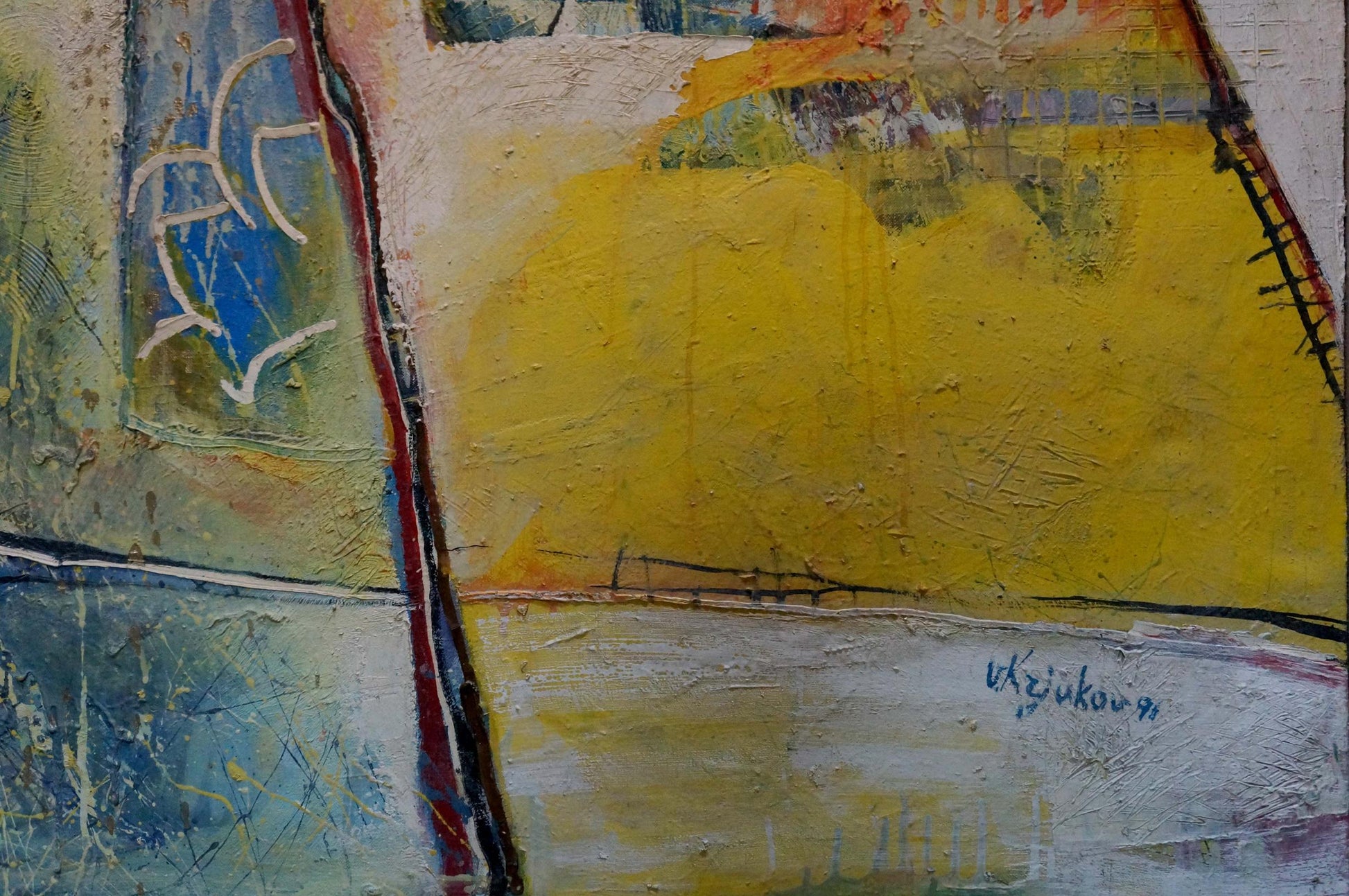 Abstract expressionist church landscape oil painting by Kryukov Vasily Ivanovich