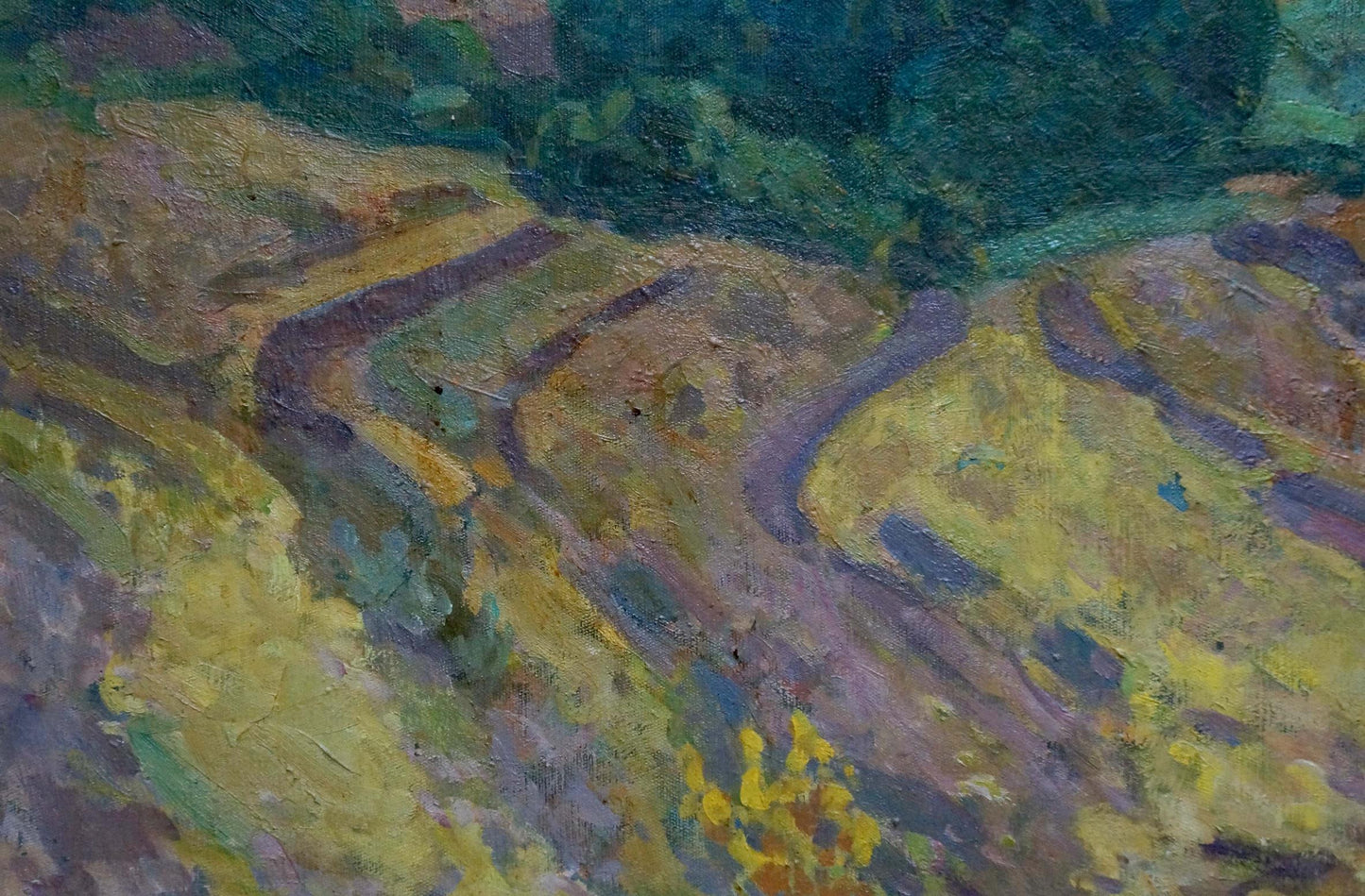 Oil painting of winding path through hills by Ovsyannikova Evgenia Ivanovna
