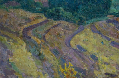 Oil painting of winding path through hills by Ovsyannikova Evgenia Ivanovna