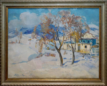 Framed oil painting Snow in the city by Strelov Arkady Efimovich