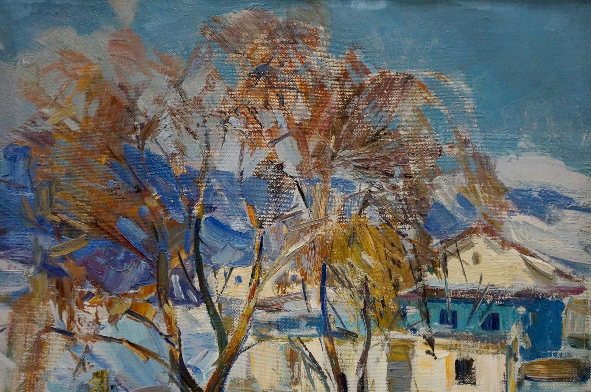Vibrant impressionistic oil painting Snow in the City by Strelov Arkady Efimovich