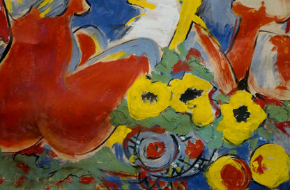 Abstract oil painting by Sirenko Valentin Stepanovich with vibrant yellow flowers