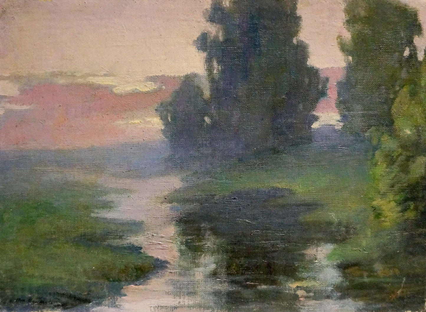 Oil painting Gifts of Nature by Nikolay Petrovich Krymov: tranquil river in lush greenery
