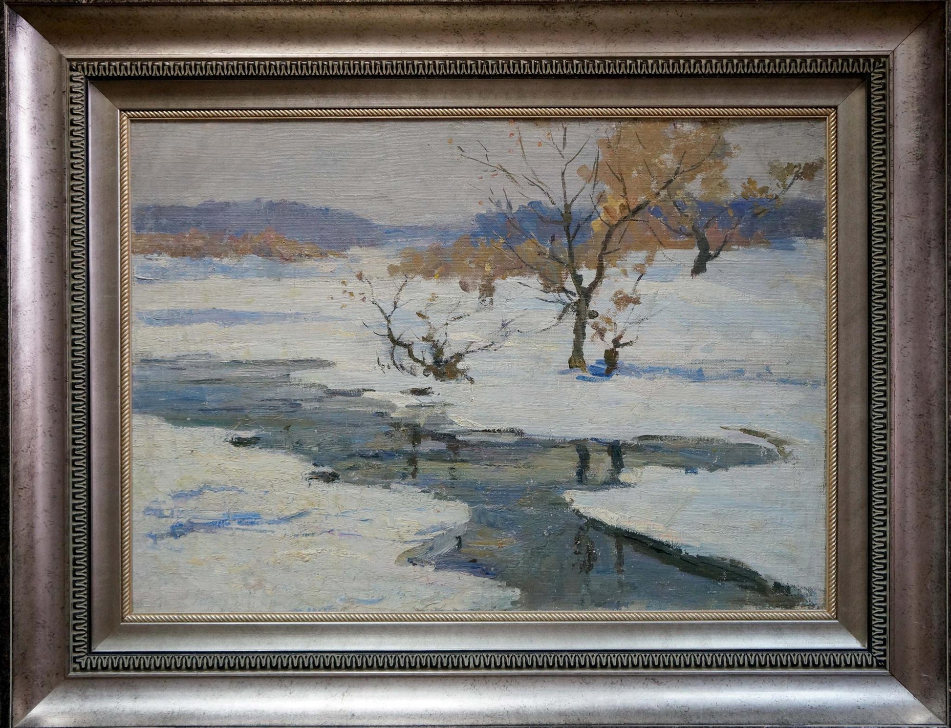 Framed oil painting Winter by Kogan Boris Matveevich snowy landscape