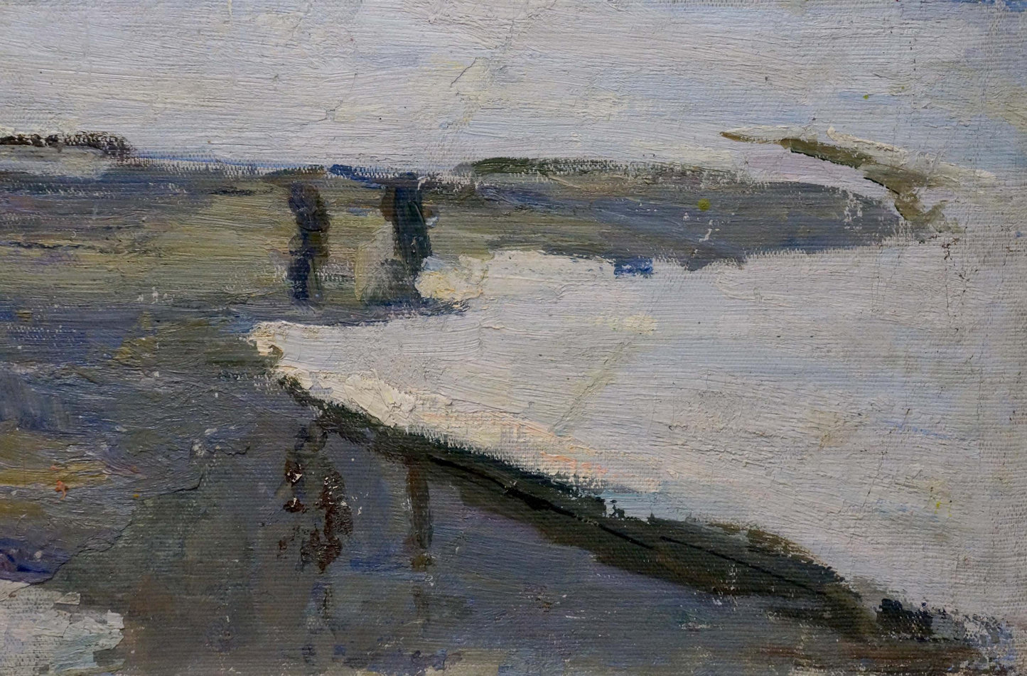 Textured oil painting of snowy landscape by Kogan Boris Matveevich
