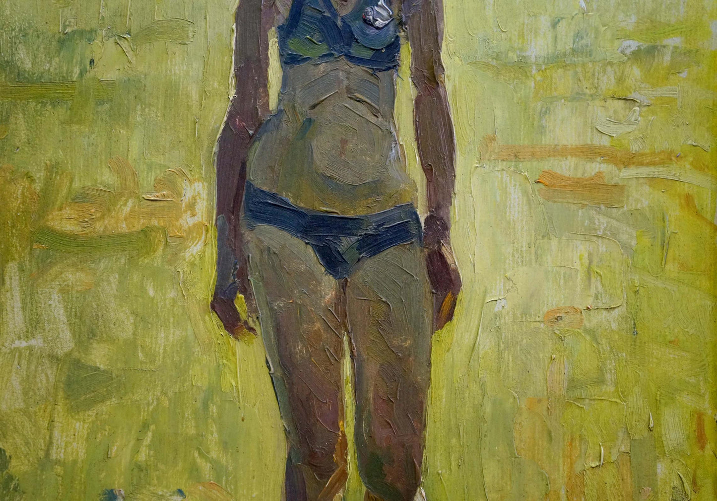 Oil painting portrait of woman in swimsuit by Victor Zhurakovsky