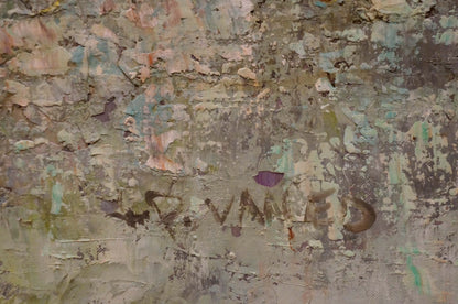 Oil painting of weathered Paris street wall by Walter Prescher Van Ed