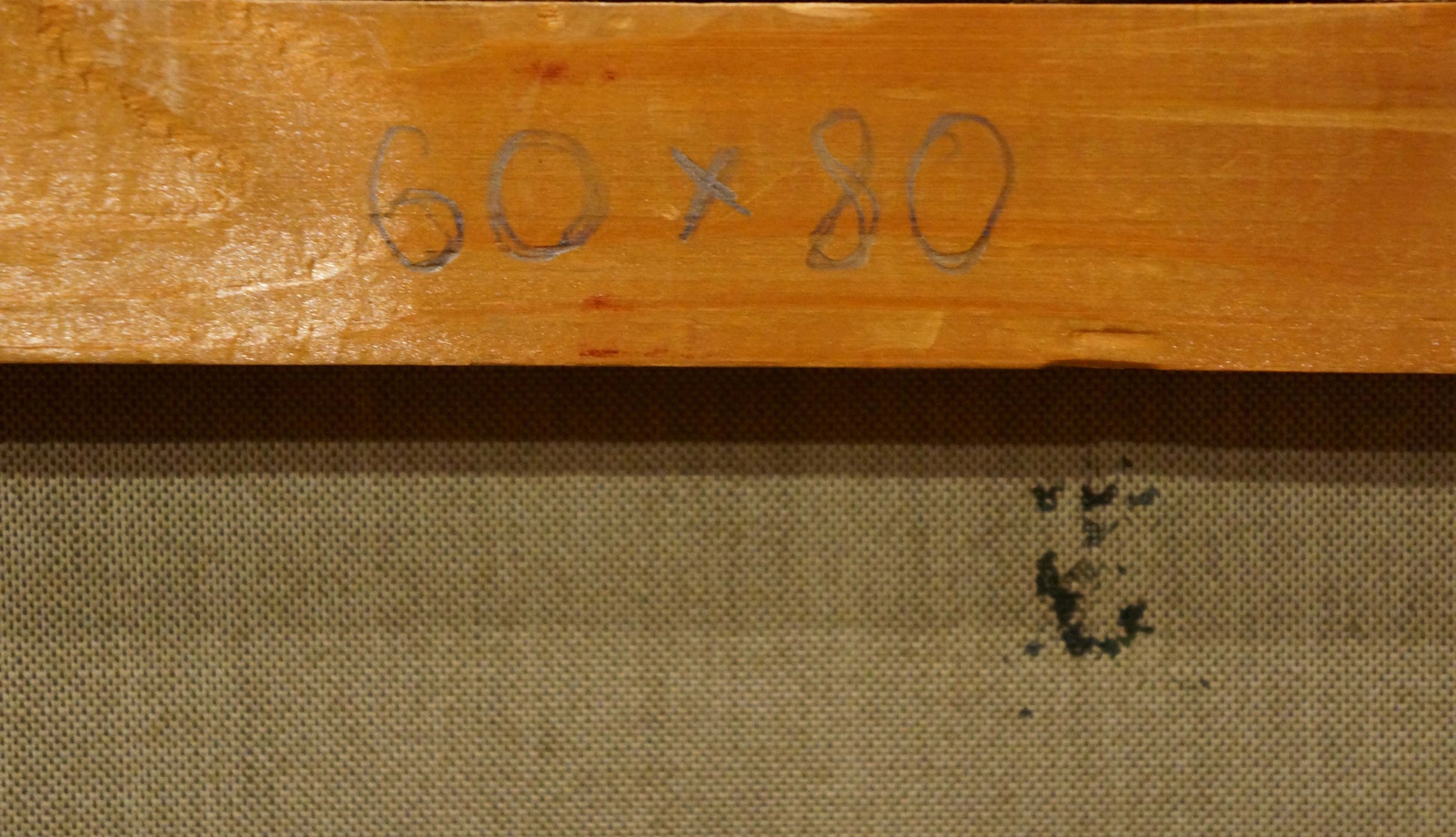 Back of Oil painting Soldiers on the road Lutz canvas with 60 x 80 dimensions