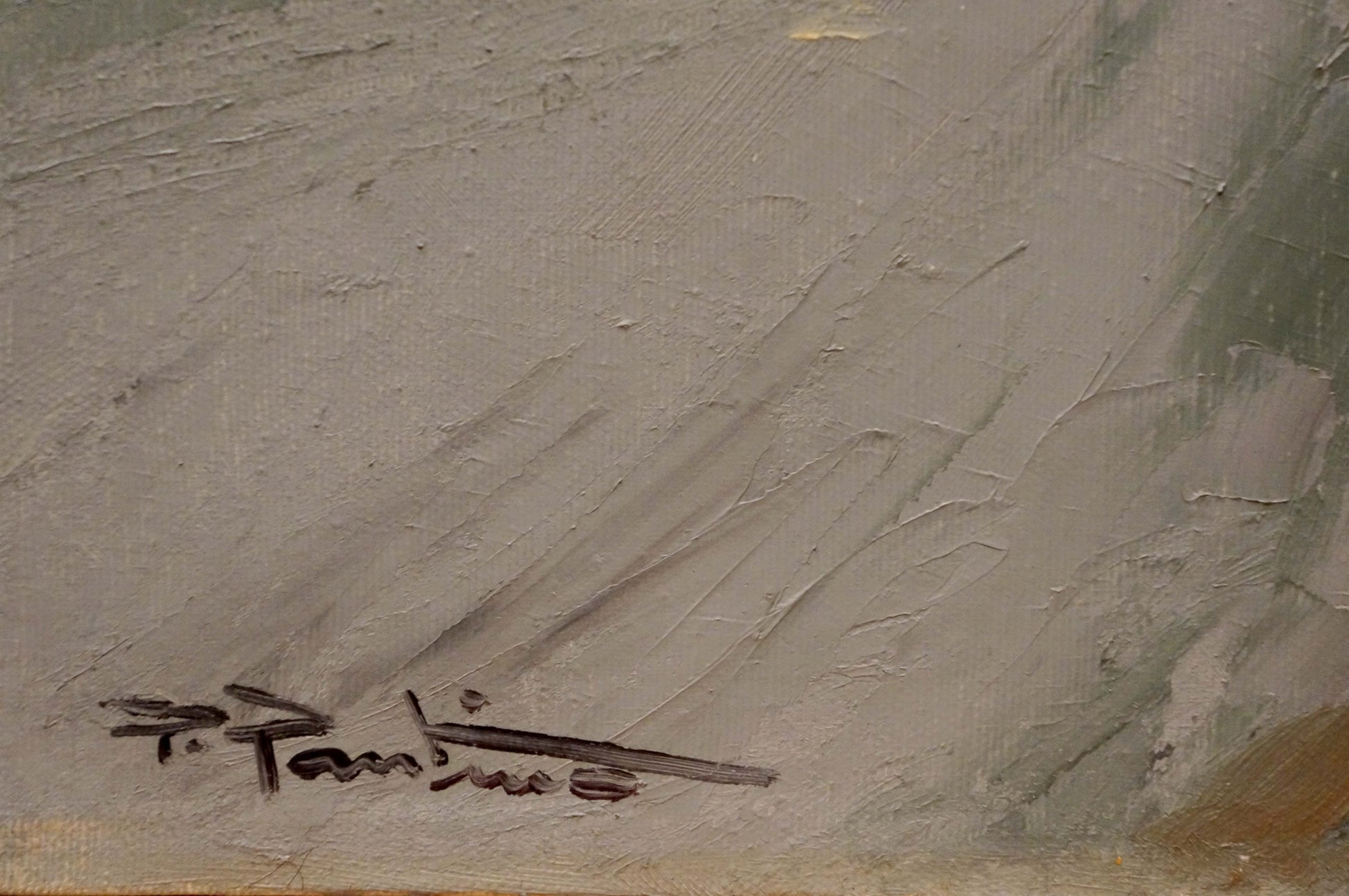 Textured gray beige oil painting Rainy weather by Pietro Pantino