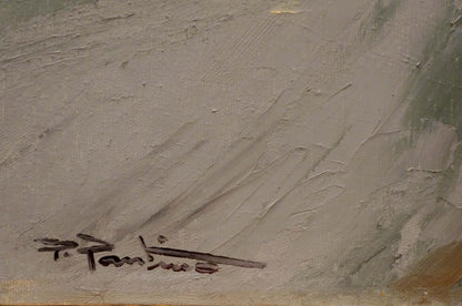 Textured gray beige oil painting Rainy weather by Pietro Pantino