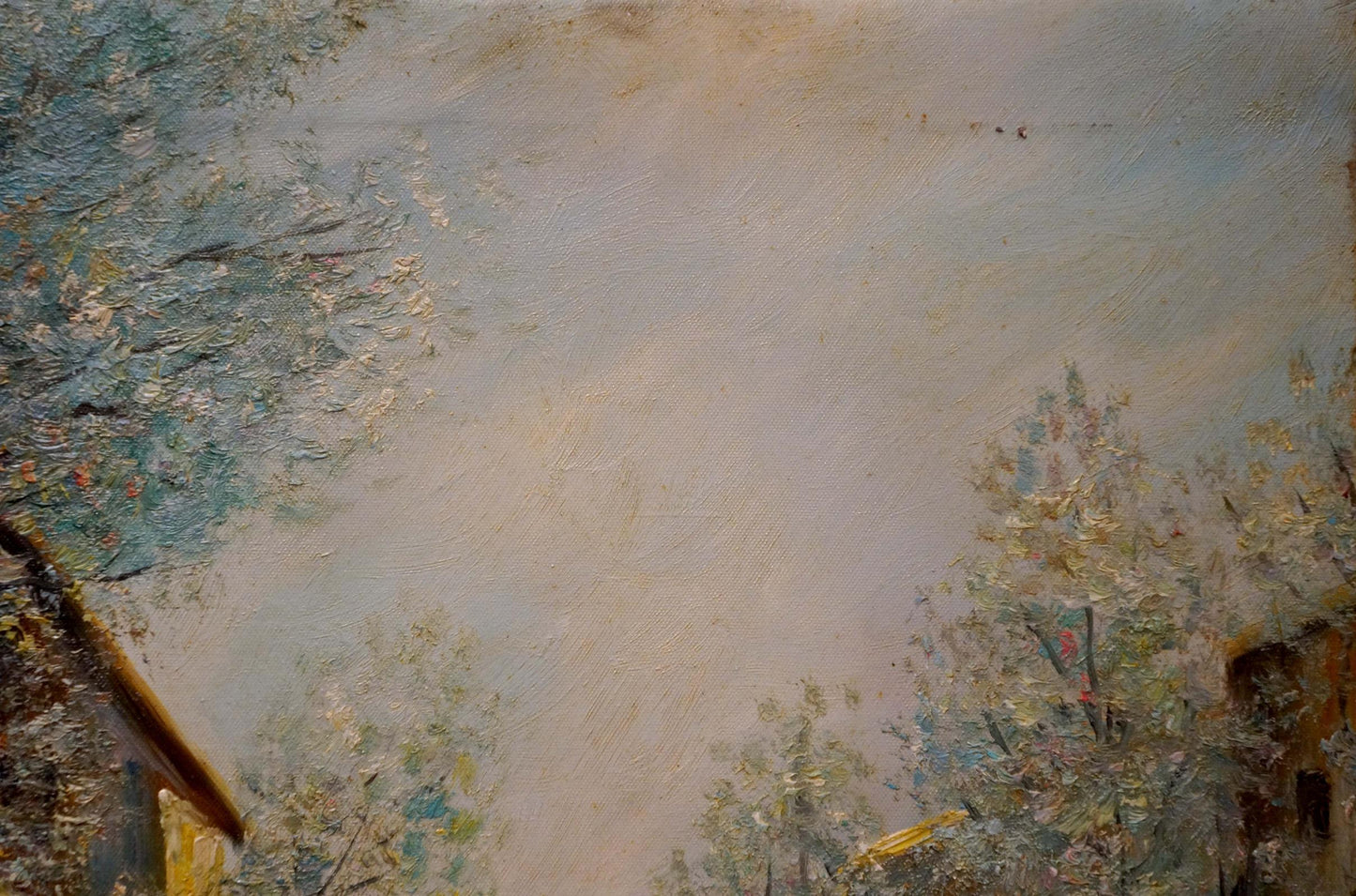 Textured oil painting of impressionistic landscape in People have a rest in restaurants product