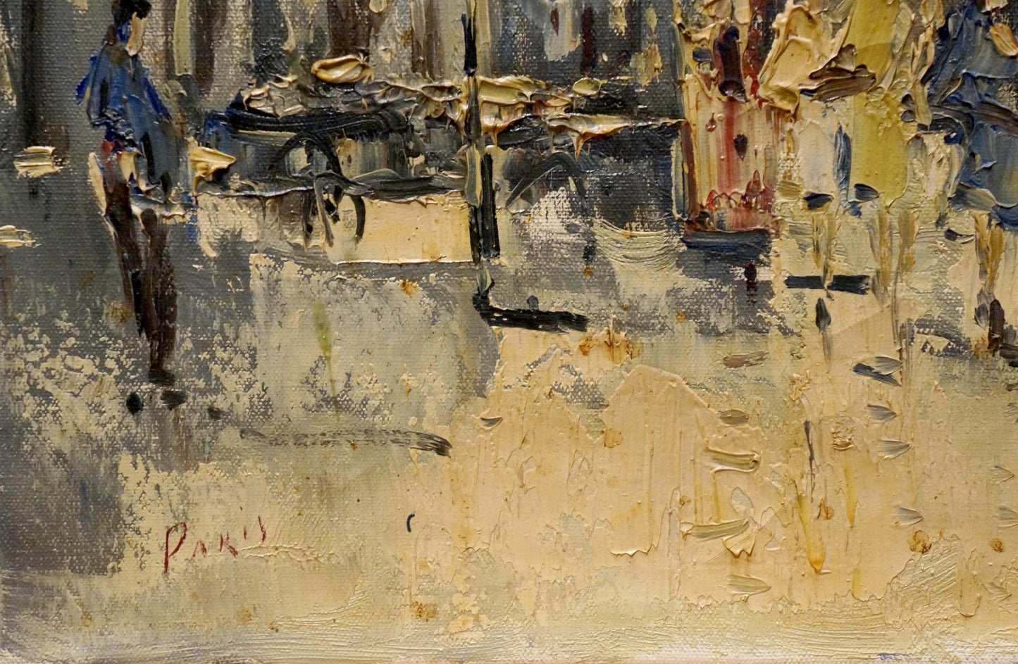 Abstract oil painting On the streets of the city by Jan Kelderman in muted blues