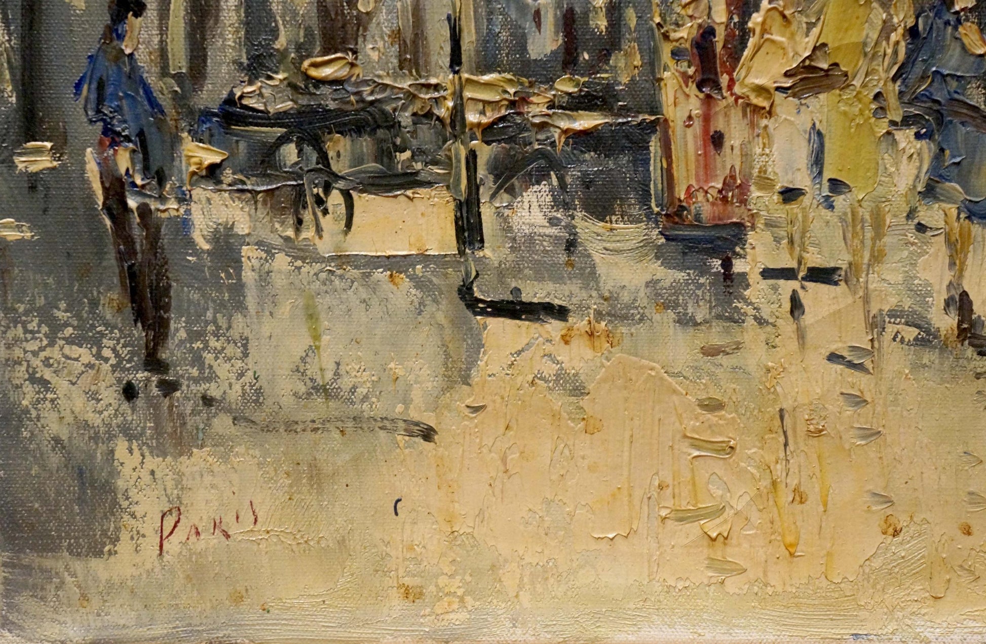 Abstract oil painting On the streets of the city by Jan Kelderman in muted blues