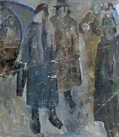Oil painting of Nikolai Petrovich Petrov portrait in abstract expressionist style