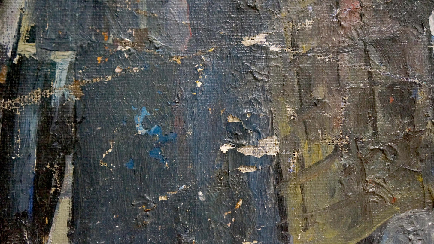 Oil painting of Nikolai Petrovich Petrov portrait in abstract expressionist style