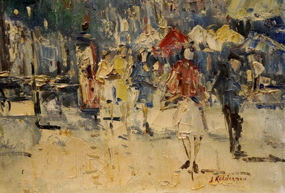 Impressionistic oil painting On the streets of the city by Jan Kelderman