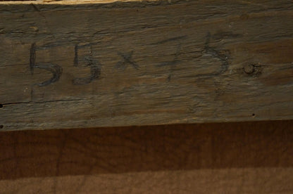 Weathered wooden beam with faded 55x15 markings in Painting City center landscape
