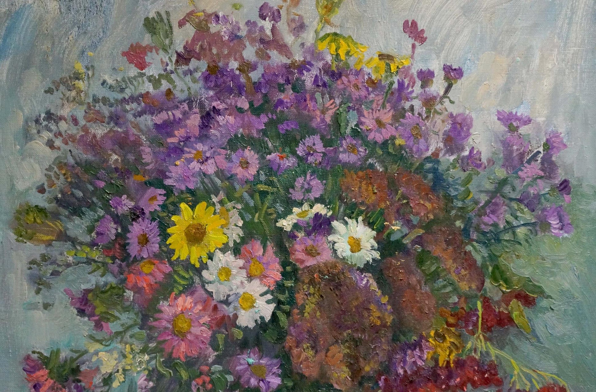 Vibrant impressionistic oil painting Autumn bouquet by Mynka Alexander Fedorovich