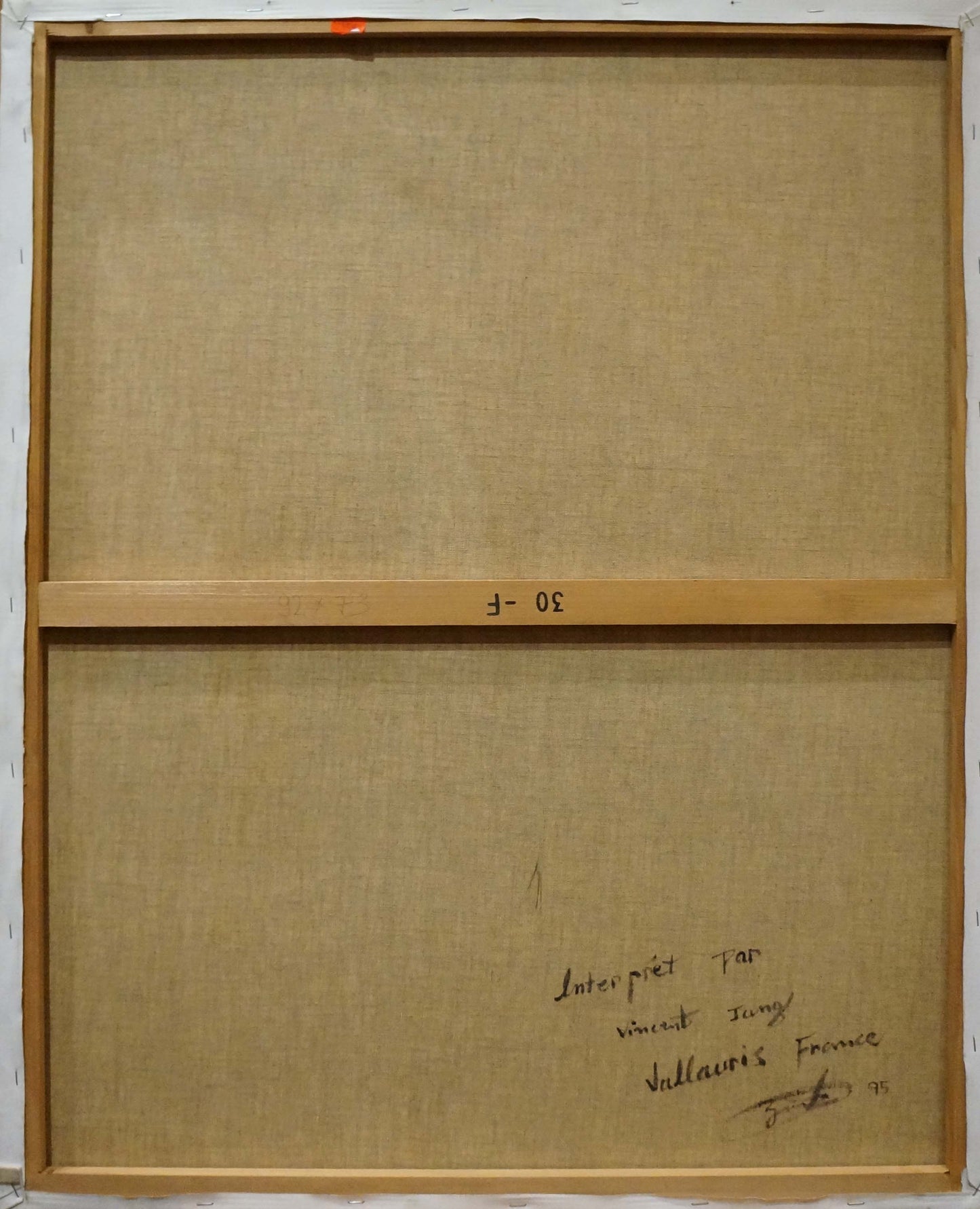 Back of Gustave Moneux female figure oil painting canvas with inscription