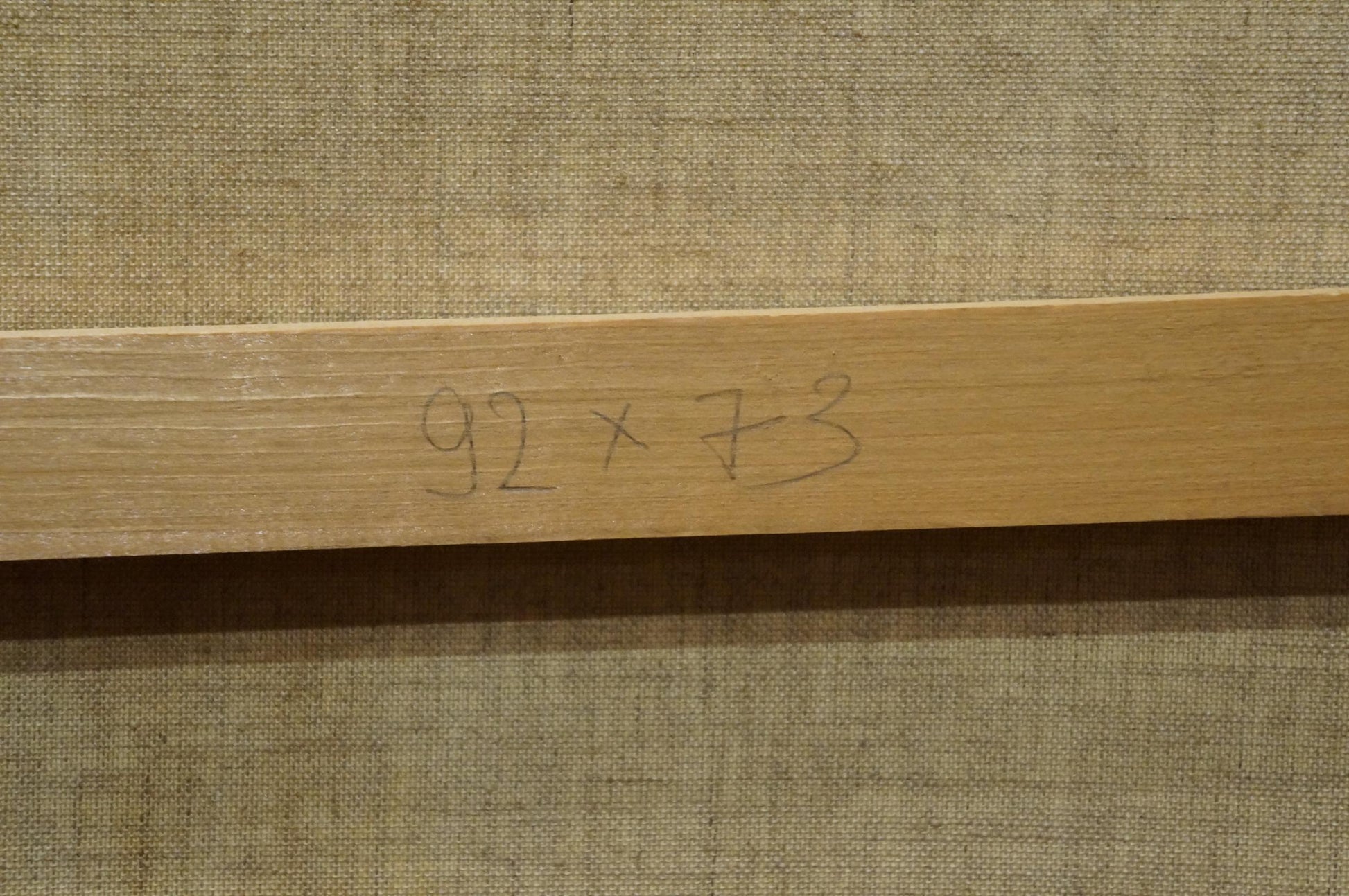 Back of Gustave Moneux oil painting portrait with 92 x 73 stretcher bar