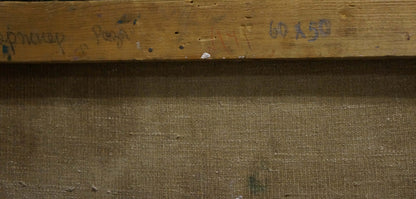 Back of Oil painting Roses Kerzhner Alexander Haskelevich on worn stretcher bar