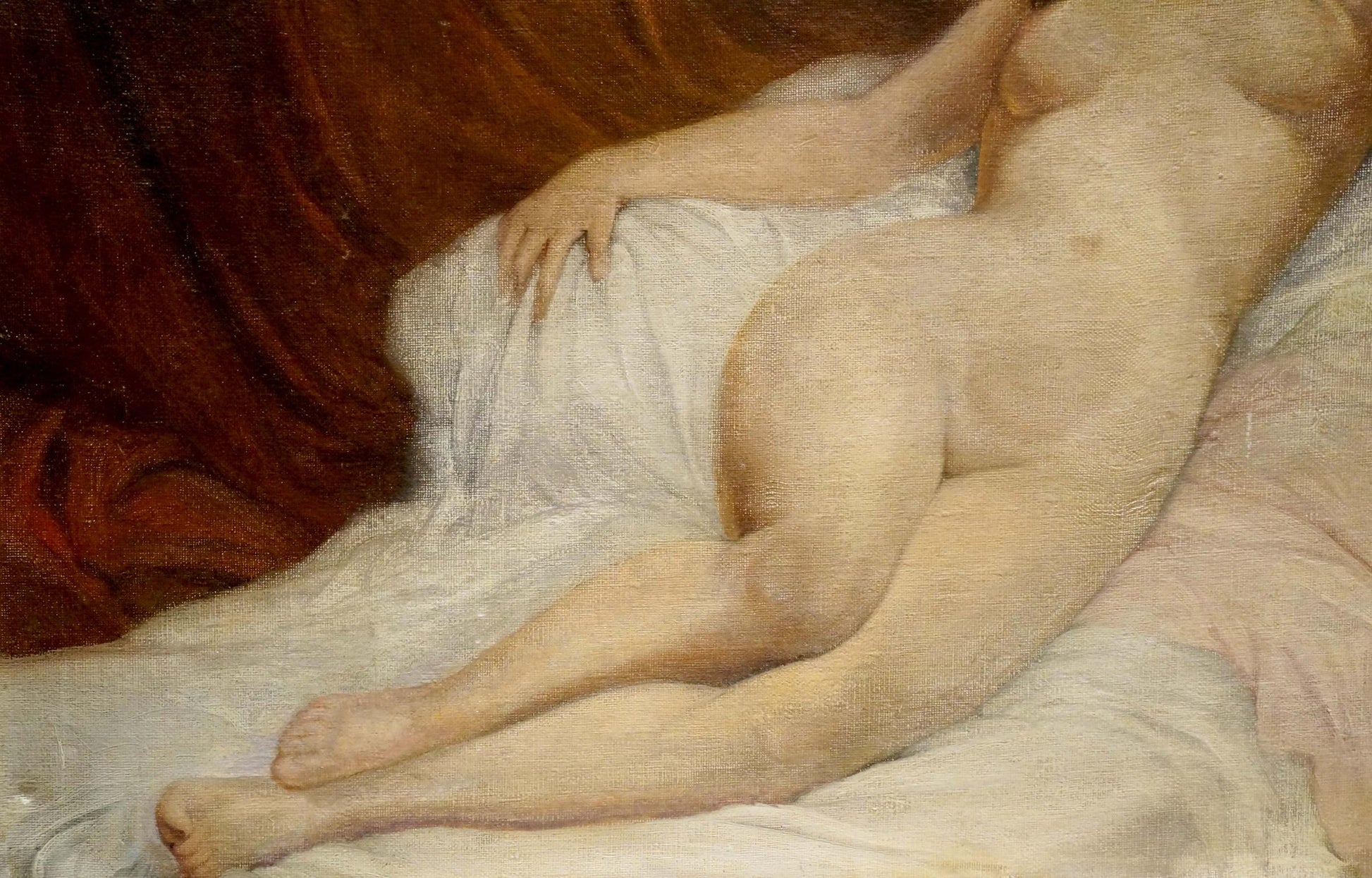 Oil painting portrait of figure reclining girl by Butteroth Rot