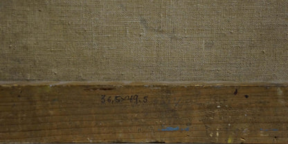 Back of Oil painting Port canvas with textured fabric and wooden stretcher bar