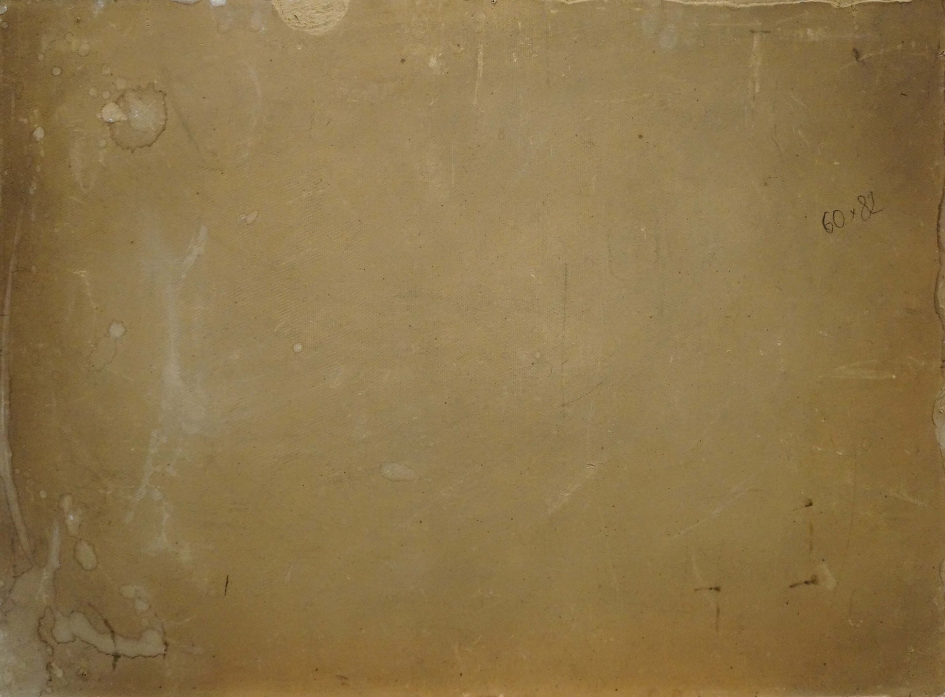 Aged beige paper back of oil painting Still life with flowers and bird
