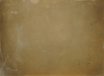 Aged beige paper back of oil painting Still life with flowers and bird