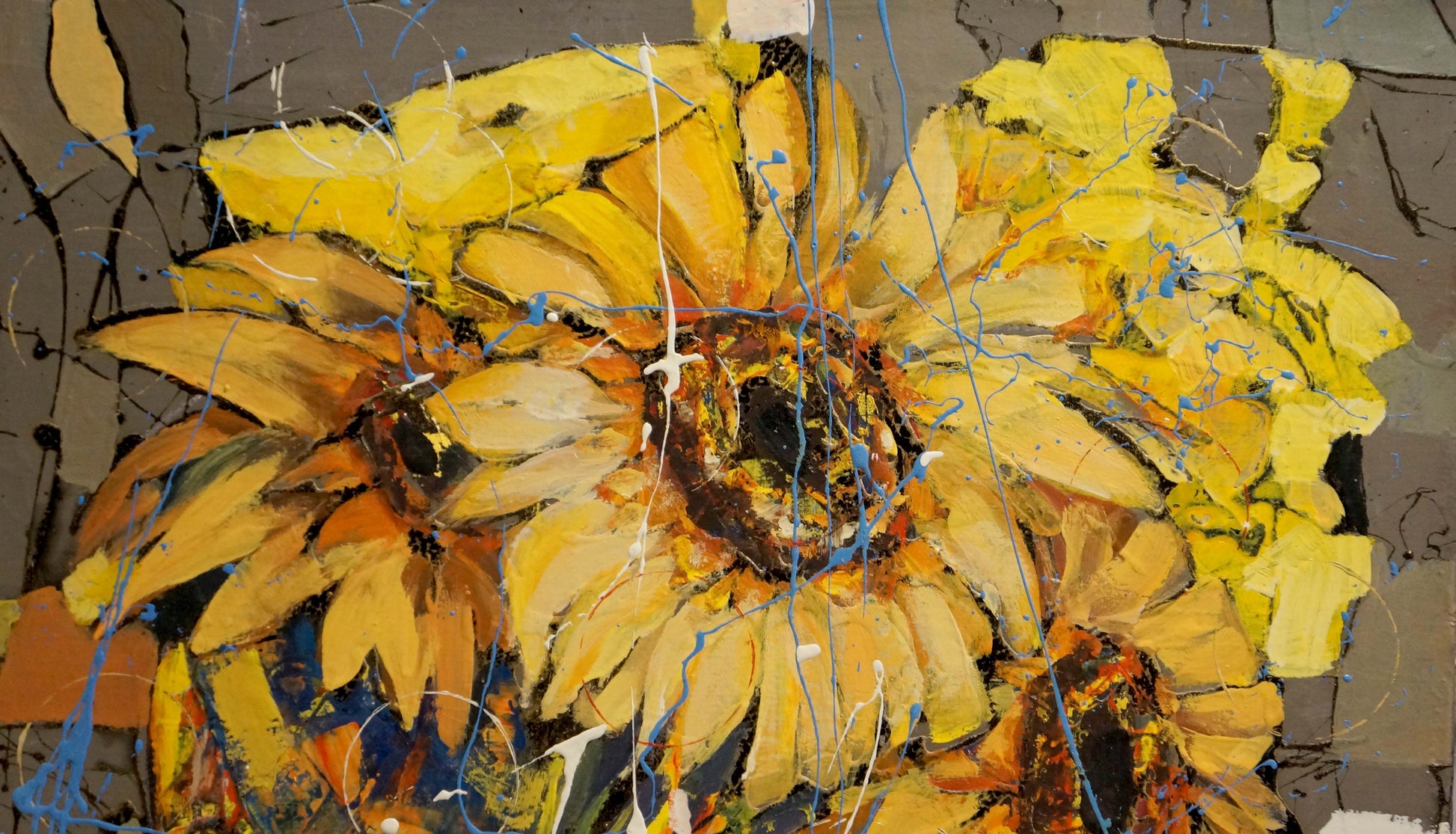 Vibrant yellow sunflowers oil painting by Klementyev Yuri Leonidovich