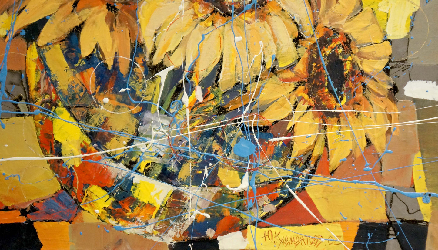 Vibrant sunflower oil painting by Klementyev Yuri Leonidovich
