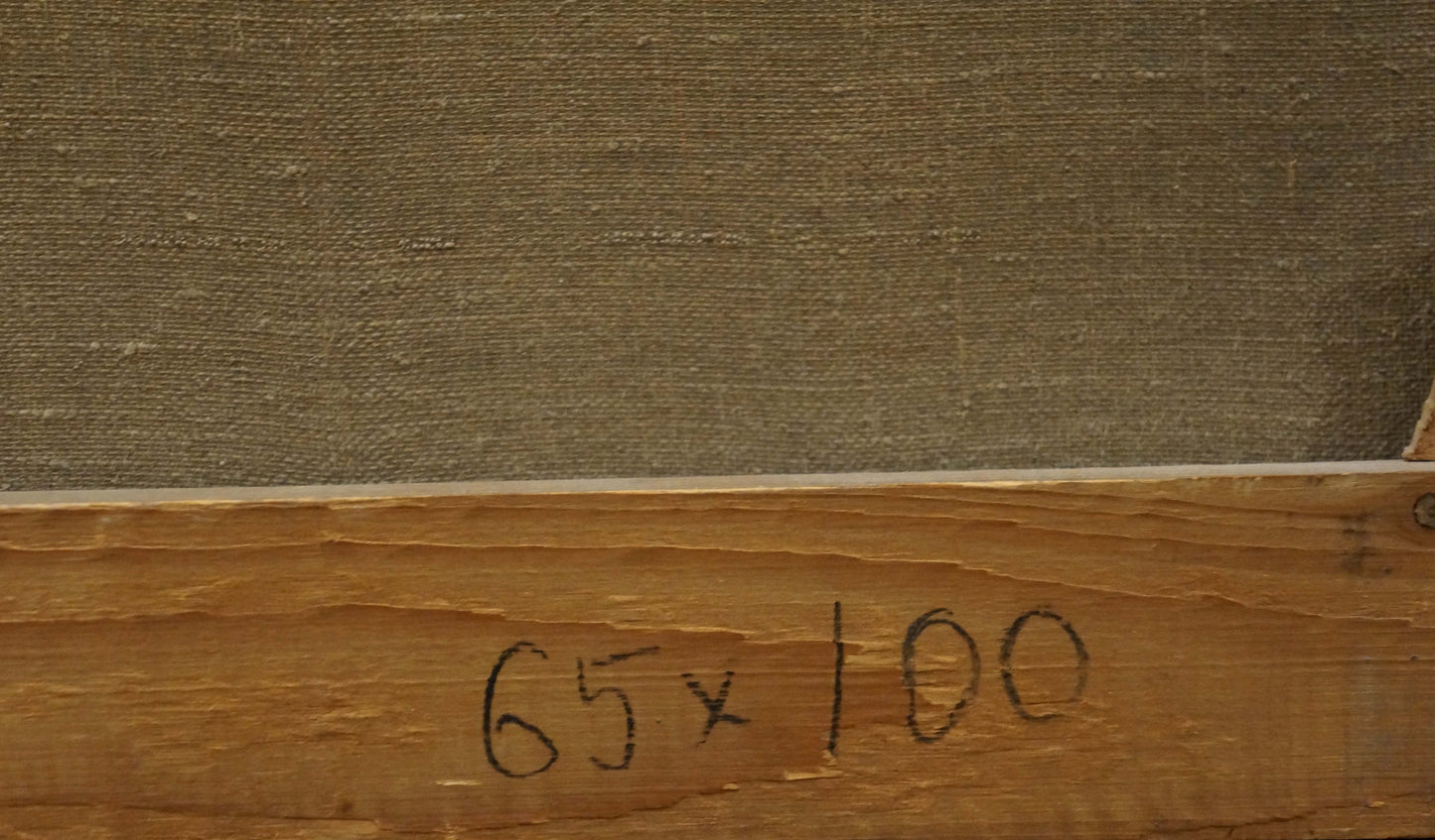 Back of Oil painting Shrimp on the table by Eduard Huber-Andorf, 65x100 stretcher bars
