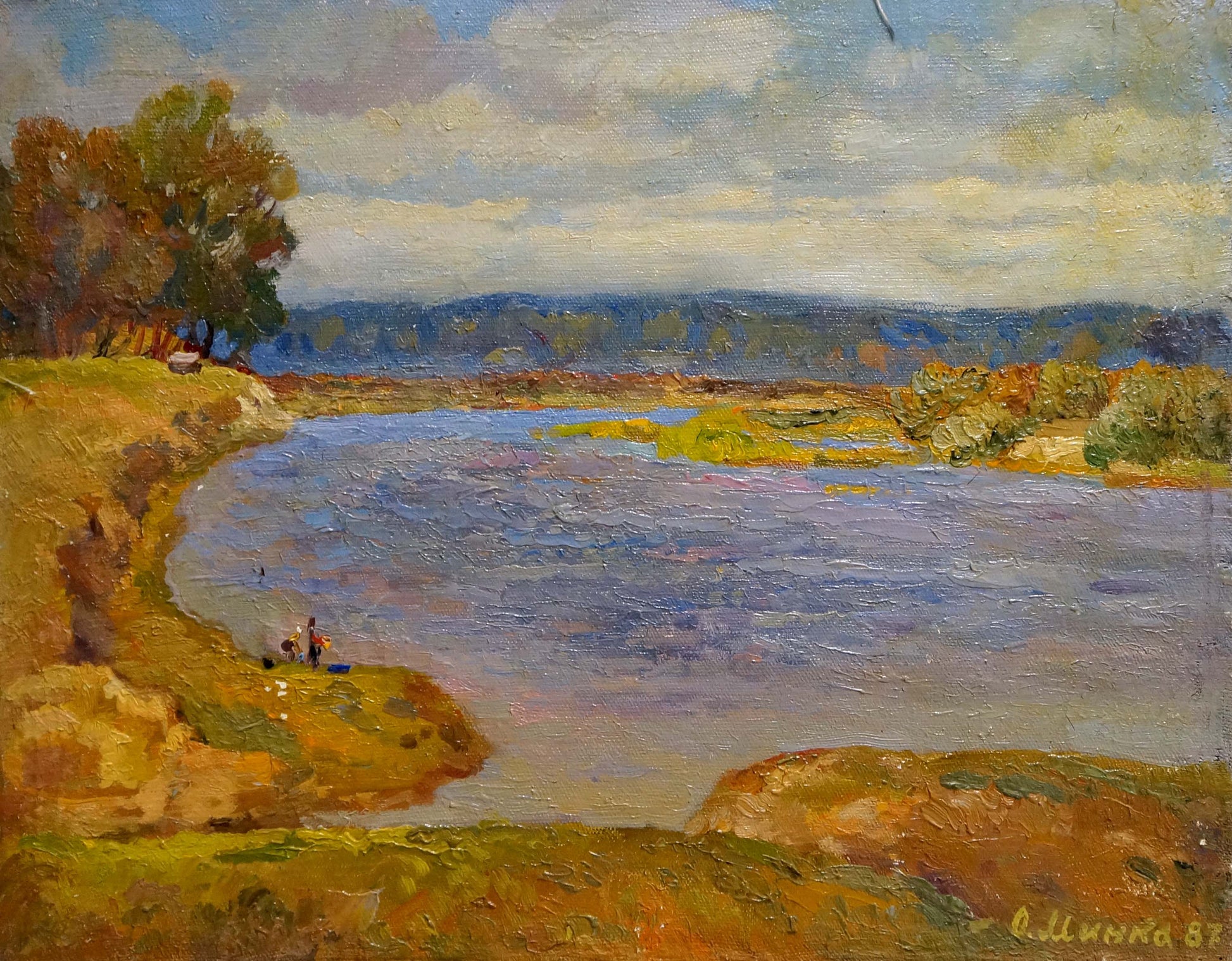 Serene impressionistic oil painting Over the River by Mynka Alexander Fedorovich
