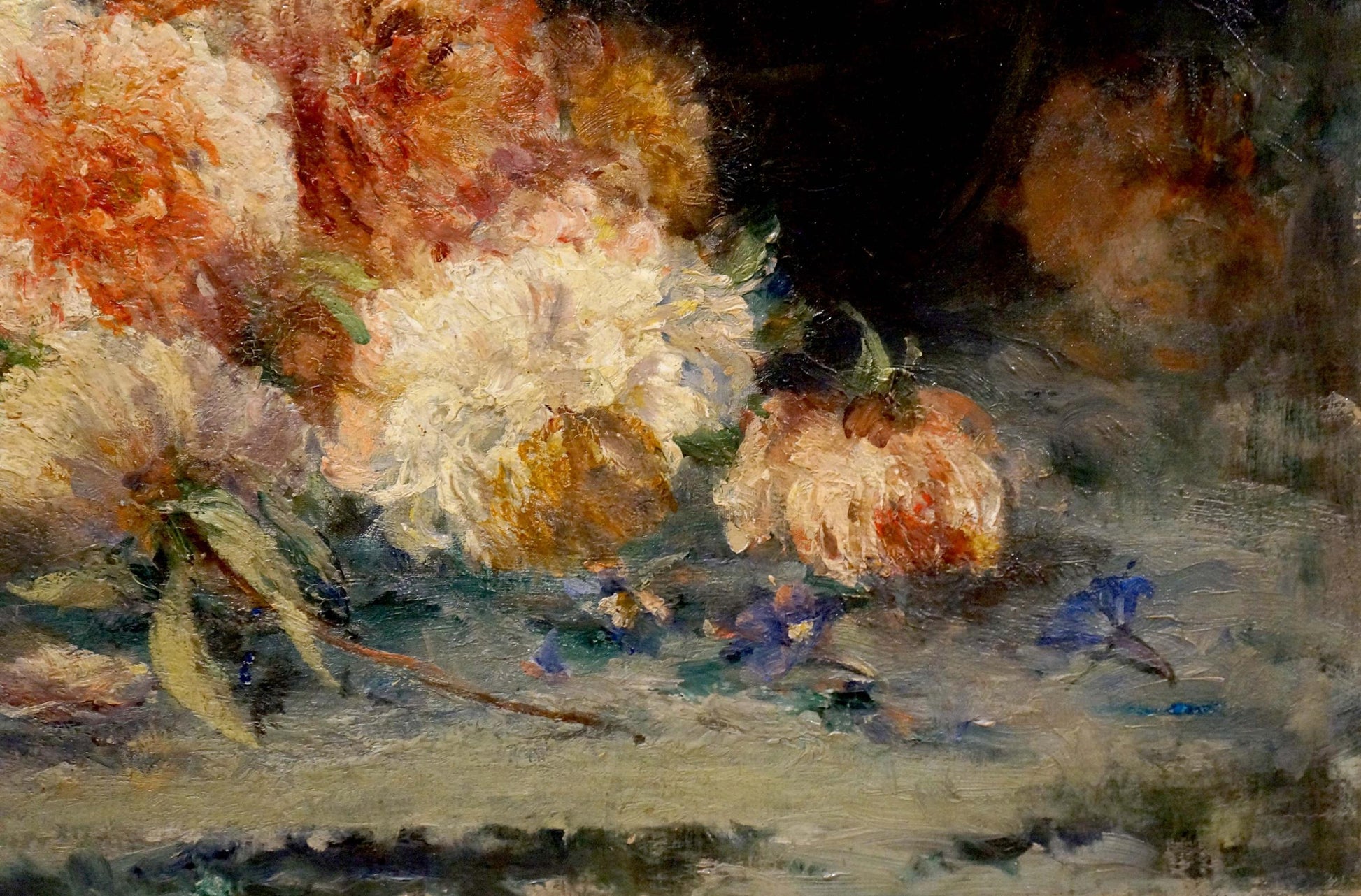 Oil painting Still life Wilhelm Nagel: vibrant peonies bouquet in whites, pinks, oranges