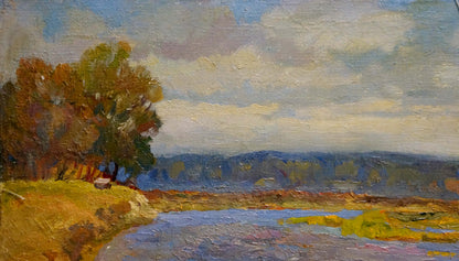 Serene oil painting Over the River by Mynka Alexander Fedorovich