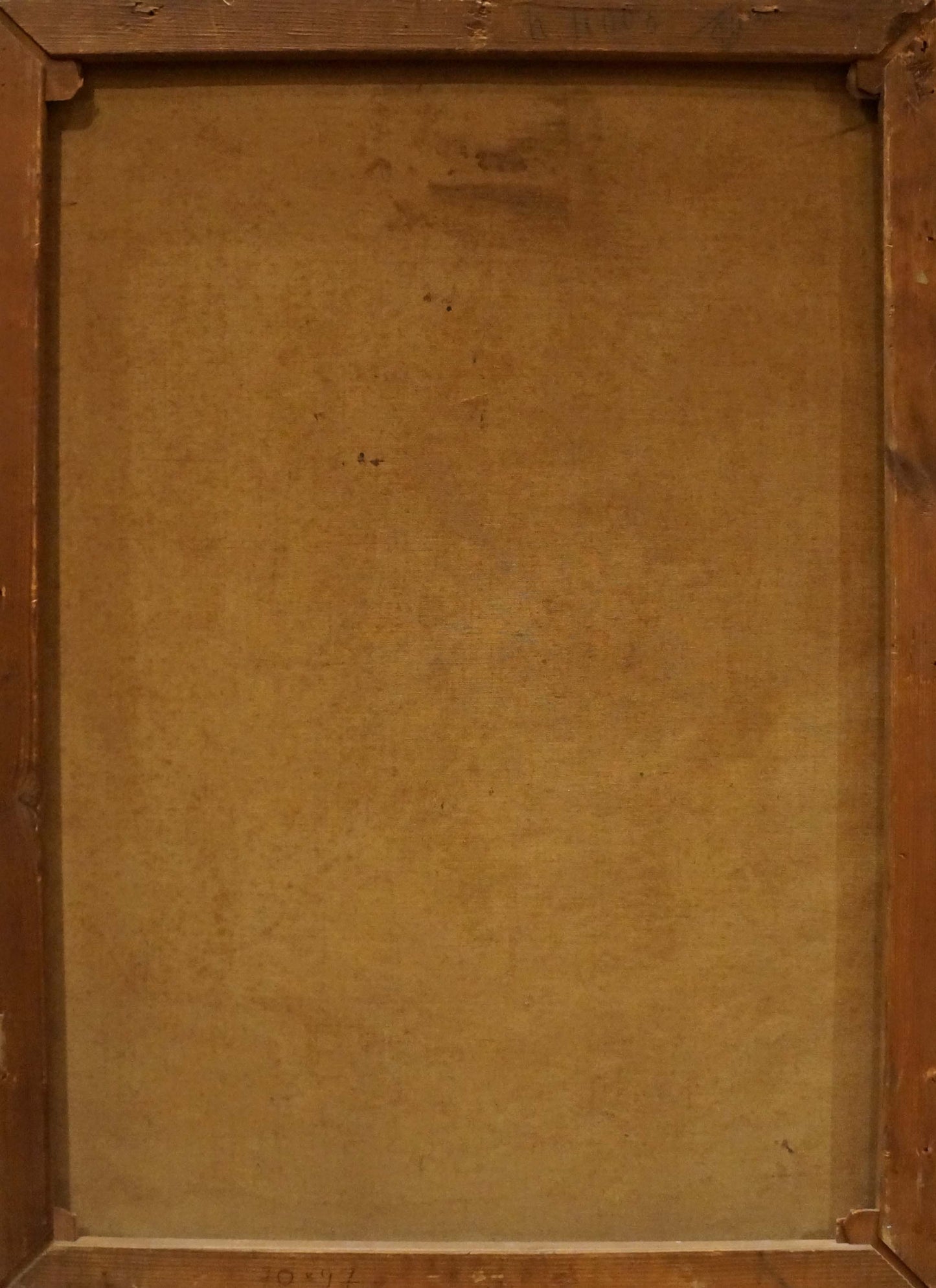Back of Wilhelm Nagel oil painting Still life wooden frame and beige canvas