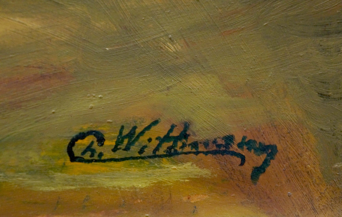 Black ink signature c. on back of Charles Wittmann oil painting Bouquet of flowers