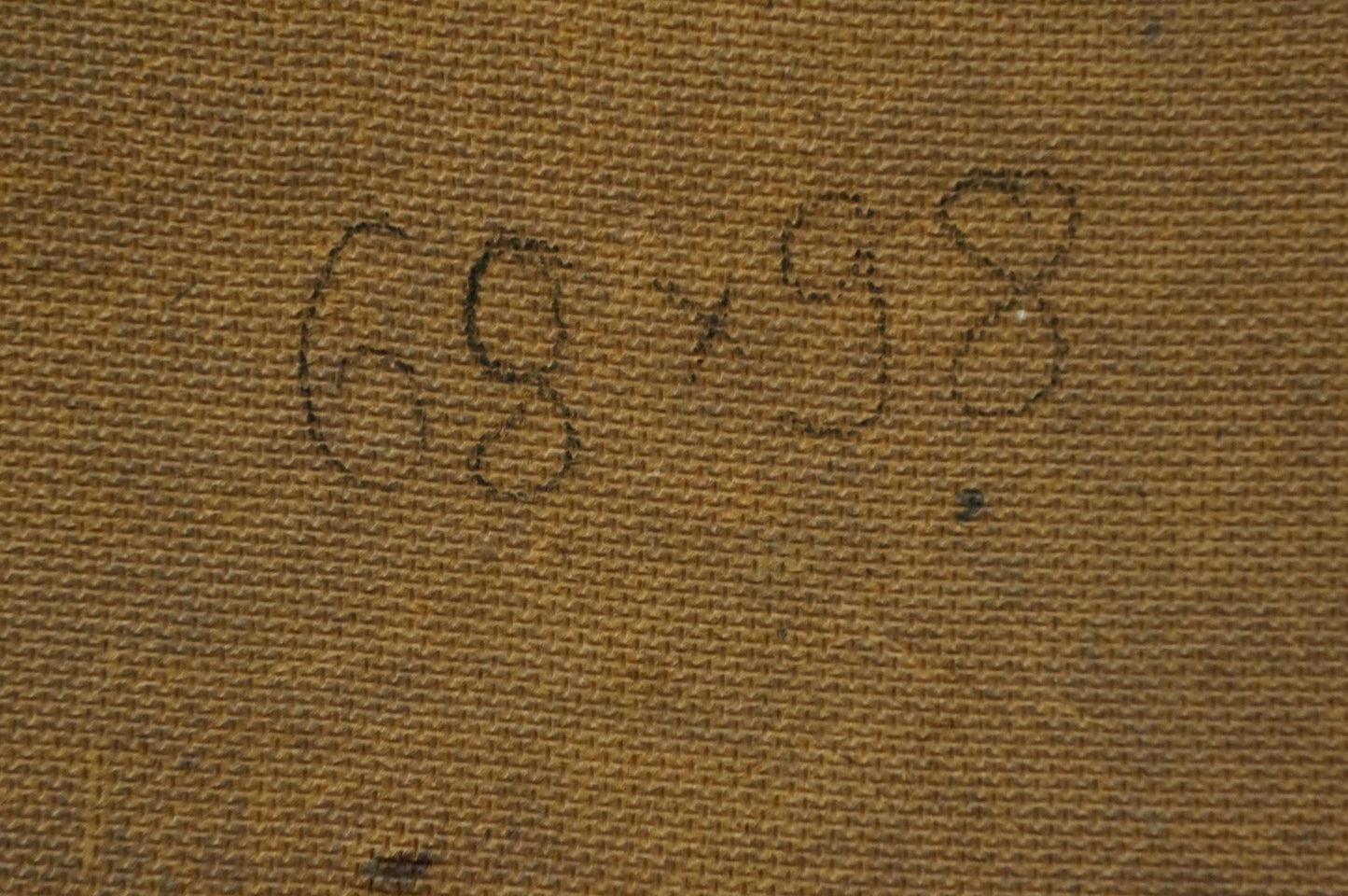 Back of Charles Wittmann oil painting Bouquet of flowers with tan canvas and pencil dimensions