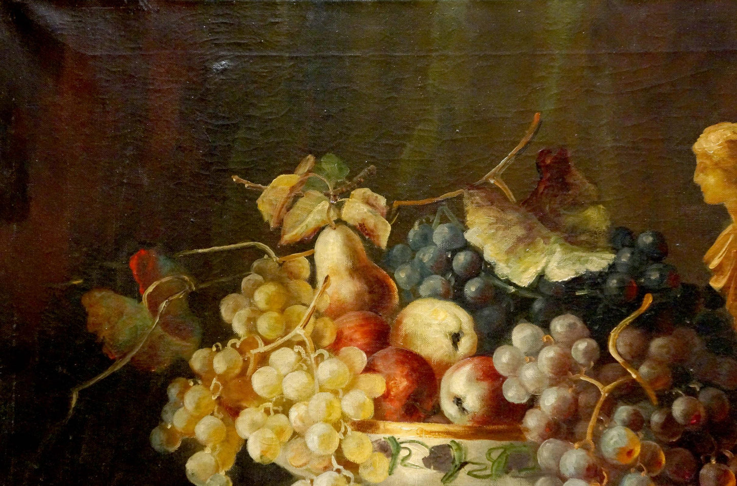 Oil painting Sweets on the table by Emil Adam with grapes, pears, apples