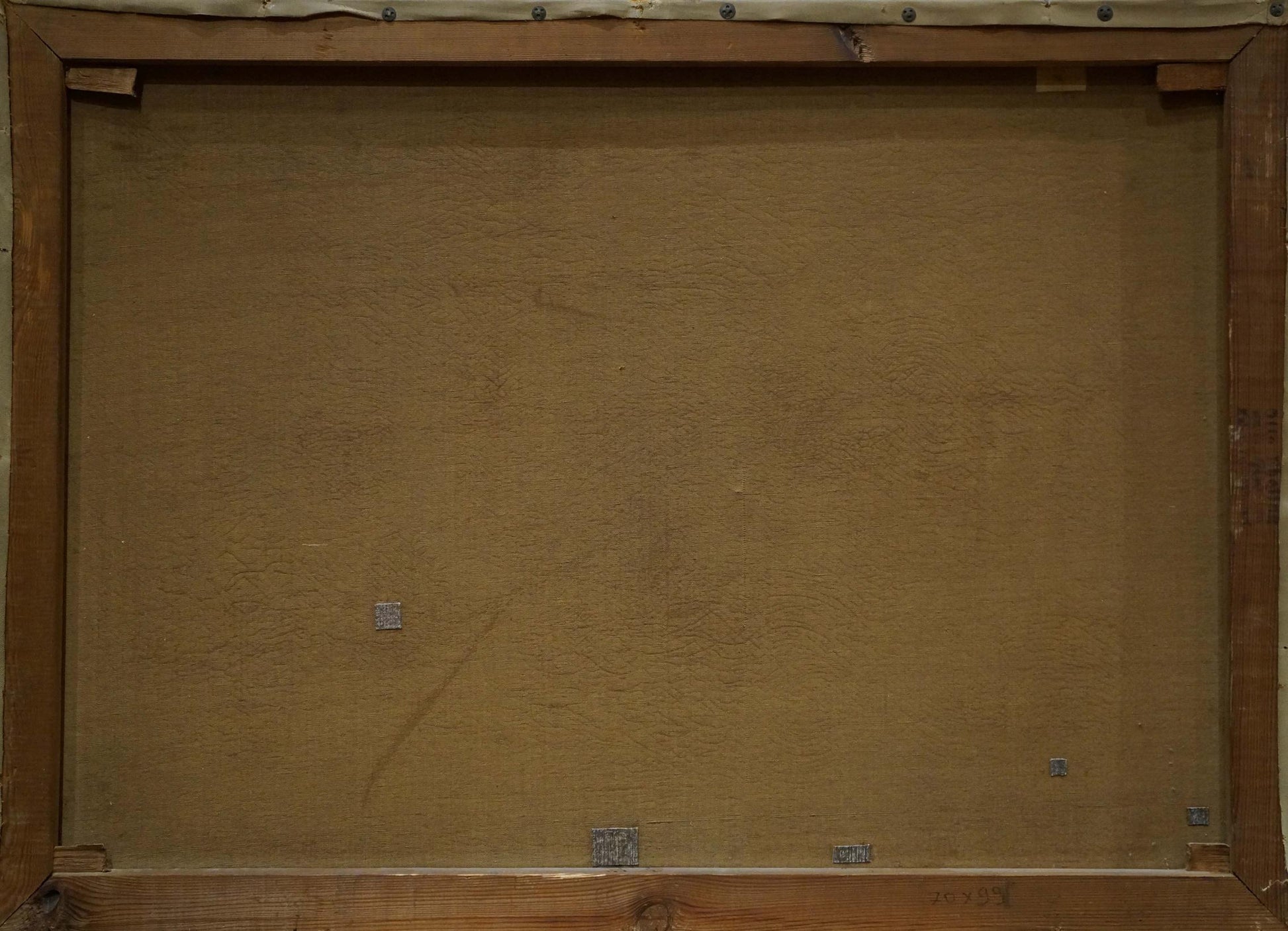 Back of Oil painting Sweets on the table Emil Adam with beige stretcher