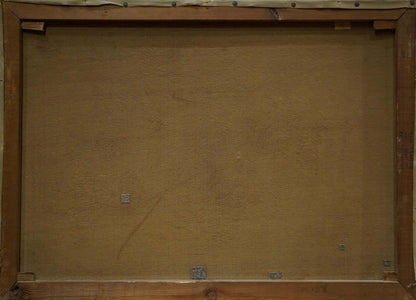Back of Oil painting Sweets on the table Emil Adam with beige stretcher